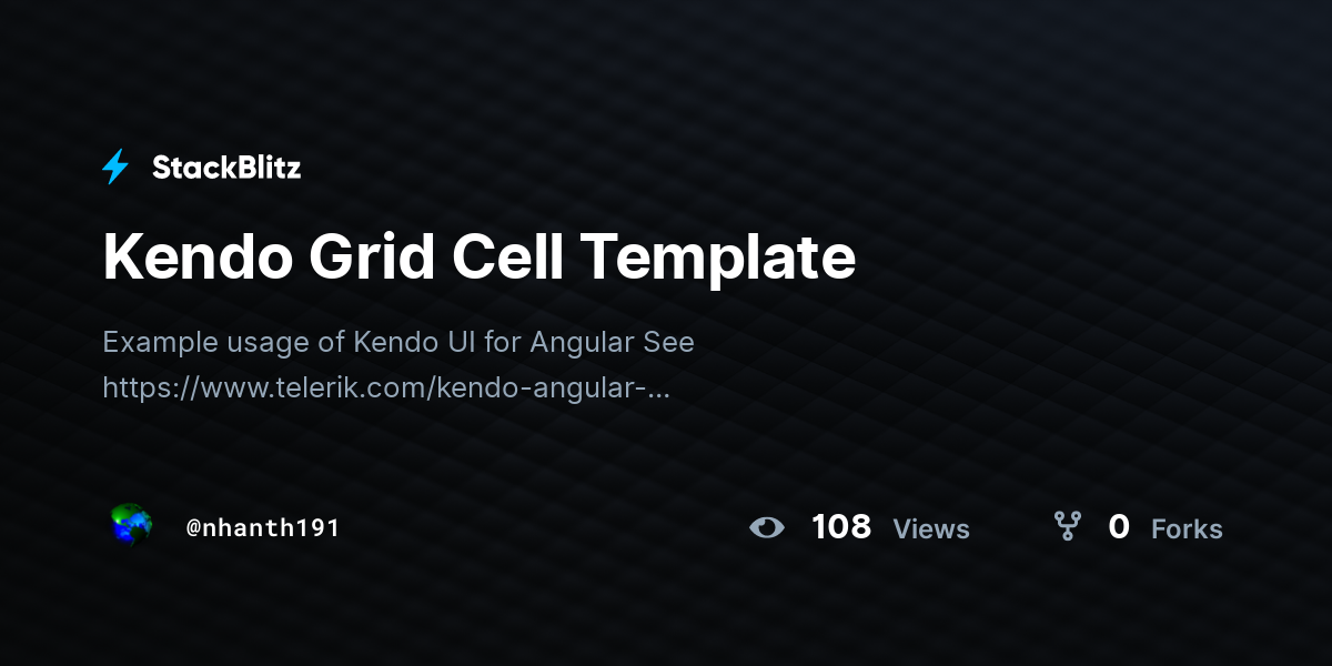 Kendo Grid Cell Template StackBlitz