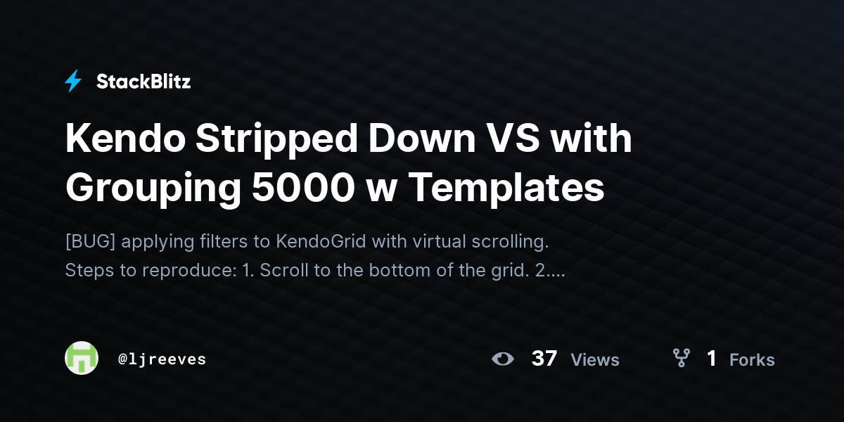 Kendo Stripped Down VS with Grouping 5000 w Templates - StackBlitz