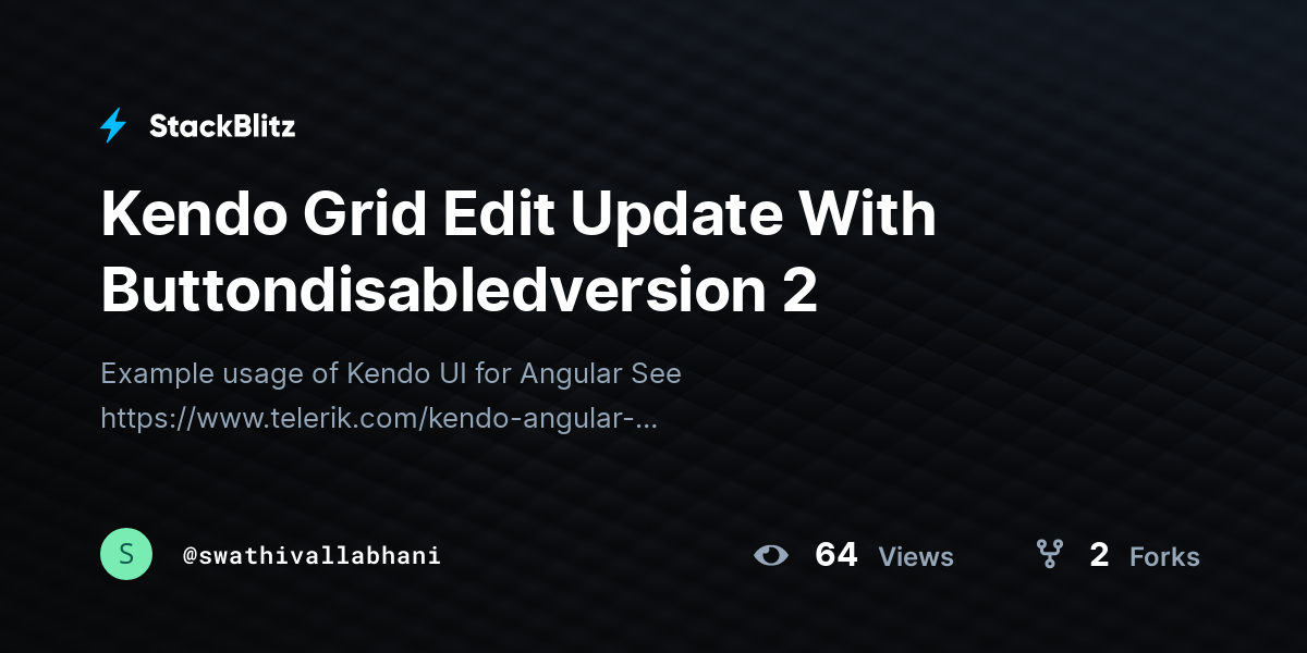 Kendo Grid Edit Update With Buttondisabledversion 2 - StackBlitz