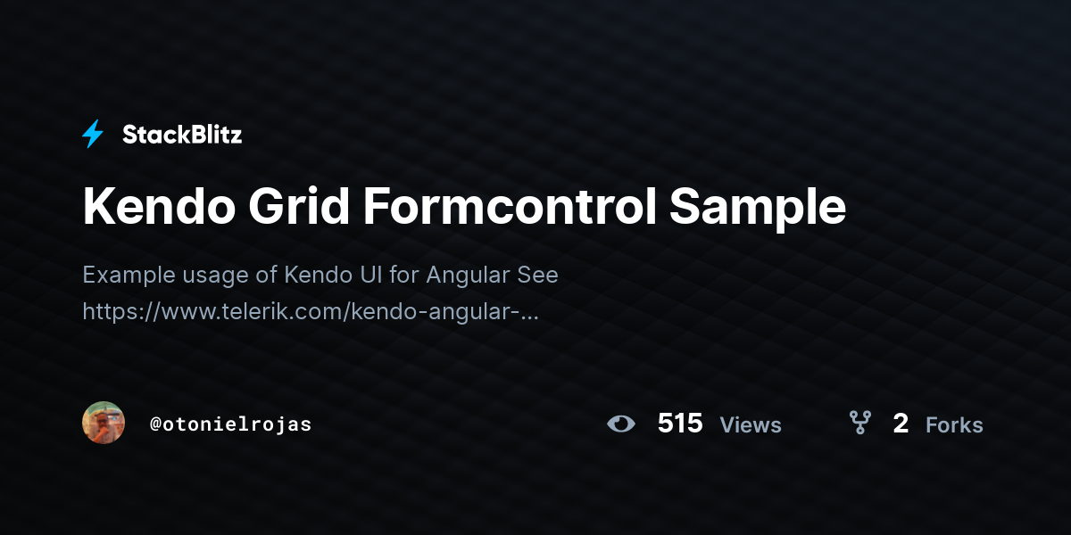 Kendo Grid Formcontrol Sample - StackBlitz