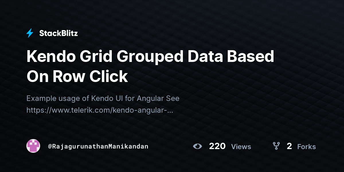 Kendo Grid Grouped Data Based On Row Click - StackBlitz
