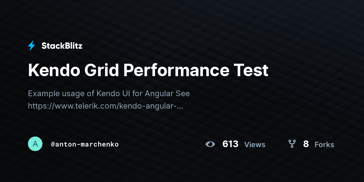Kendo Grid Performance Test - StackBlitz