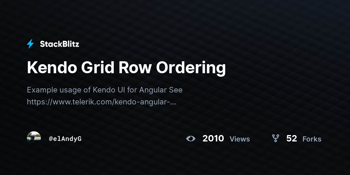 Kendo Grid Row Ordering - StackBlitz