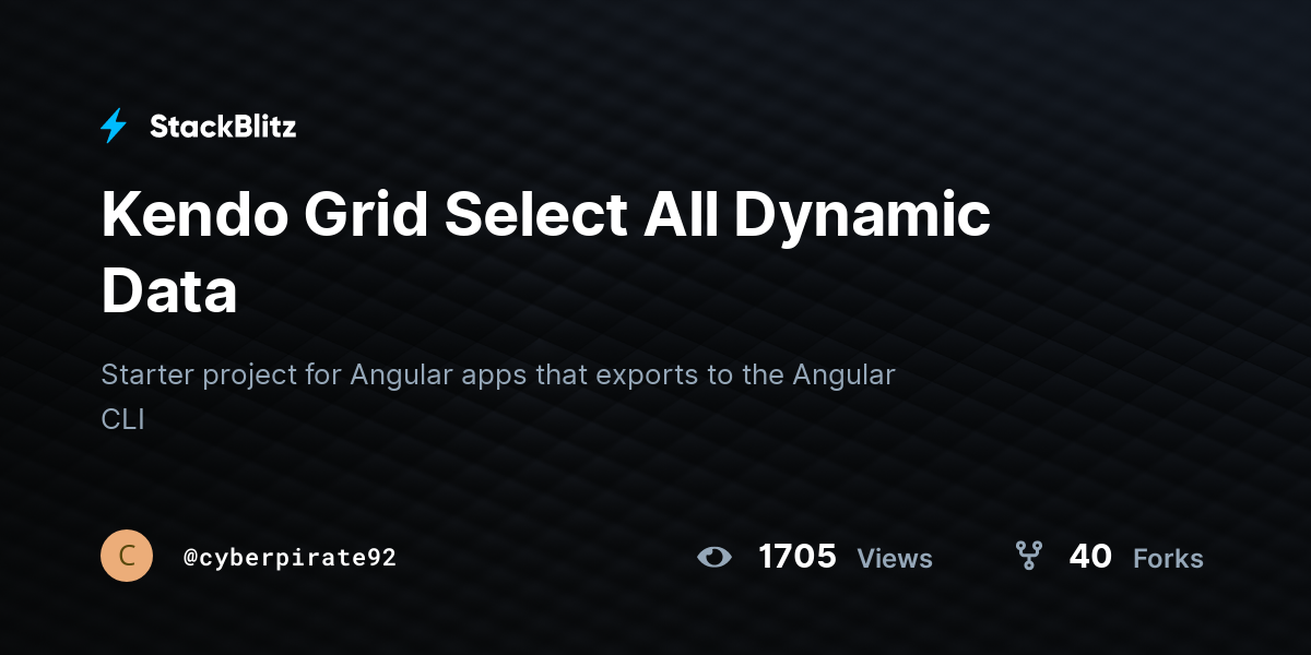Kendo Grid Select All Dynamic Data - StackBlitz