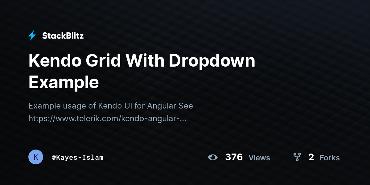 Kendo Grid With Dropdown Example - StackBlitz