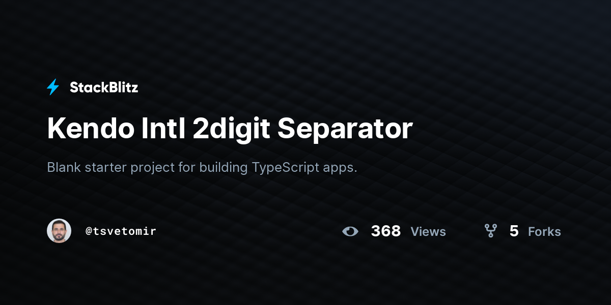 Kendo Intl 2digit Separator - StackBlitz