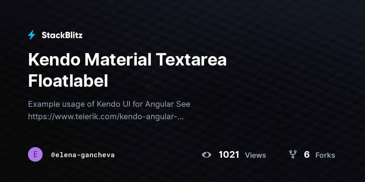 Kendo Material Textarea Floatlabel - StackBlitz