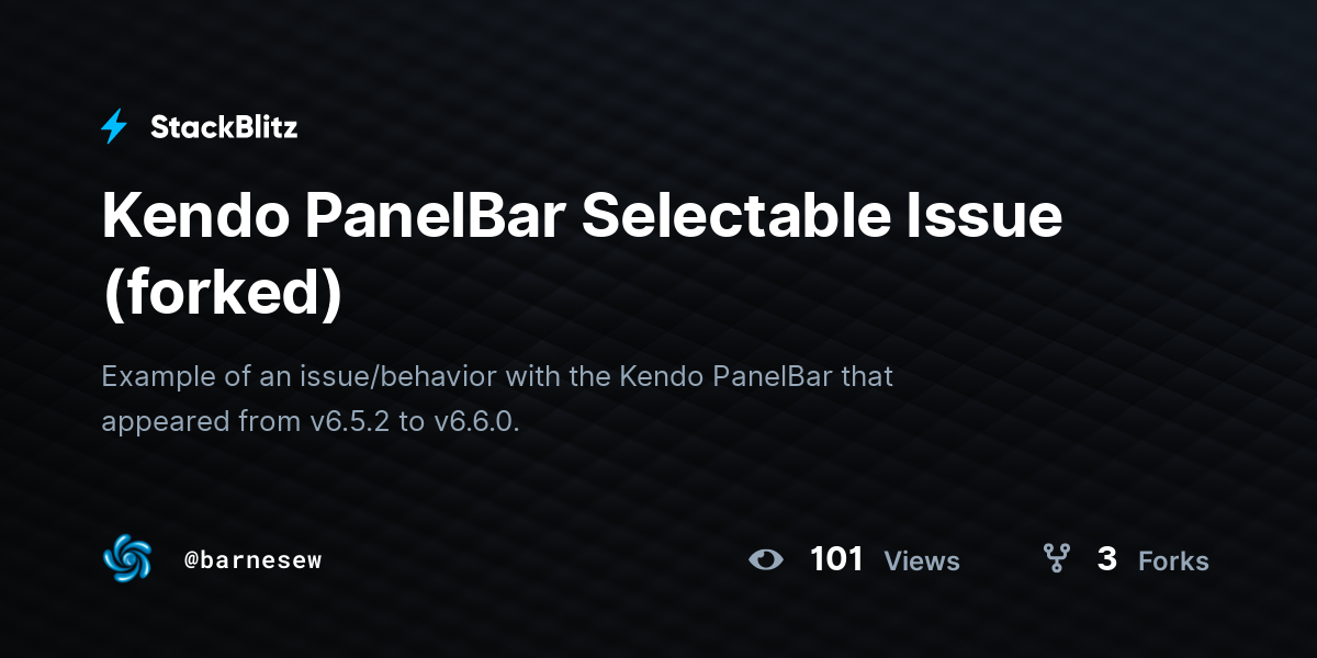 Kendo PanelBar Selectable Issue (forked) StackBlitz