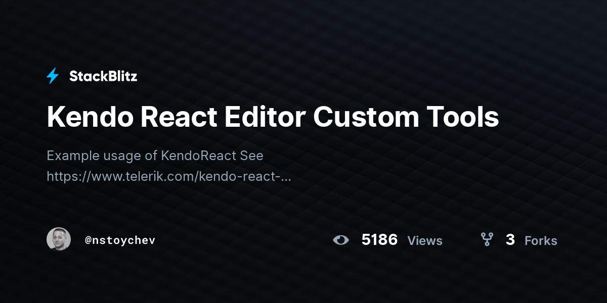Kendo React Editor Custom Tools - StackBlitz