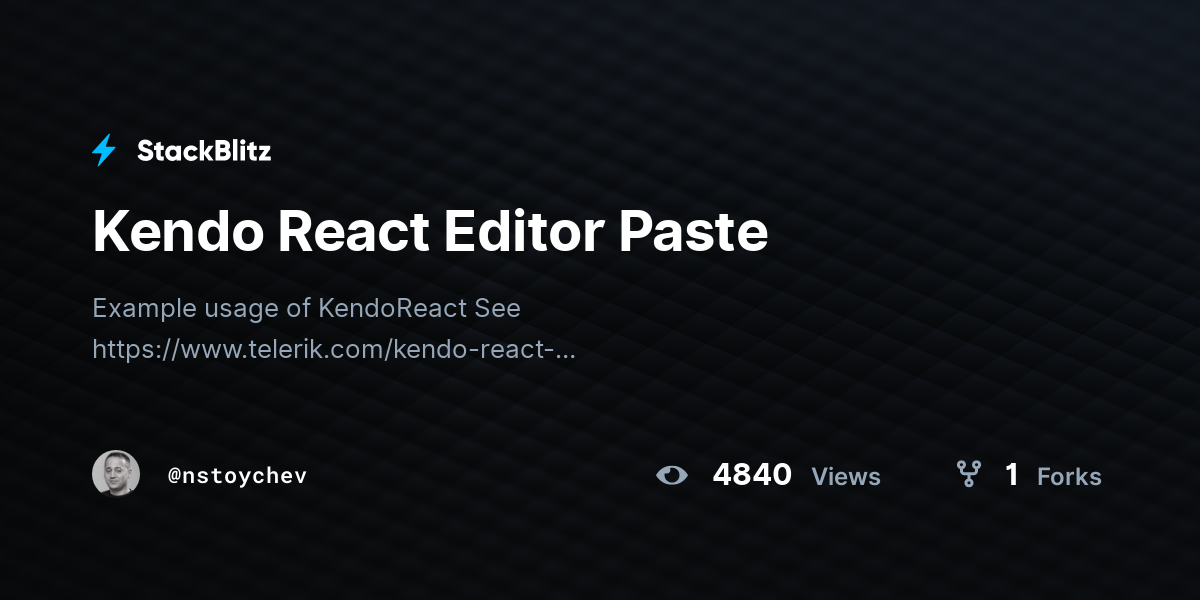 Kendo React Editor Paste - StackBlitz