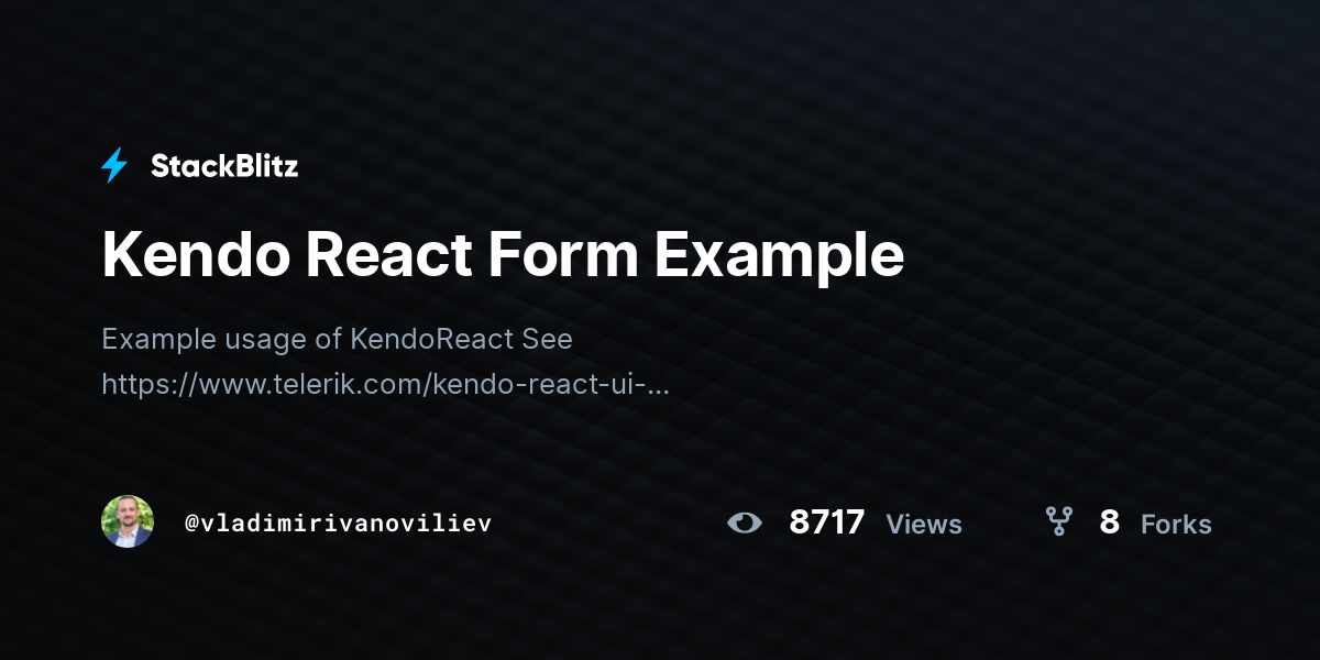 Kendo React Form Example Stackblitz