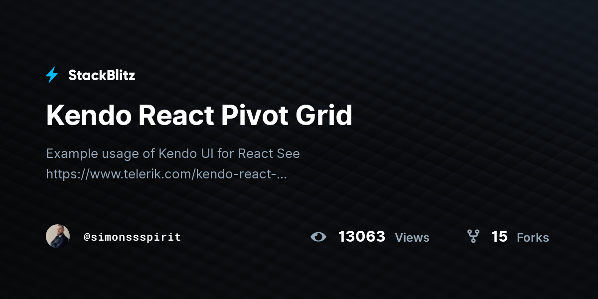 Kendo React Pivot Grid - StackBlitz