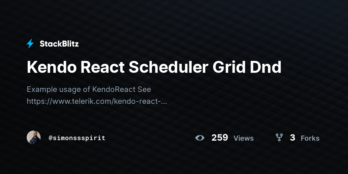 Kendo React Scheduler Grid Dnd - StackBlitz