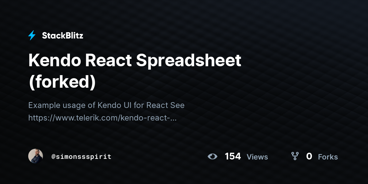 Kendo React Spreadsheet (forked) - StackBlitz