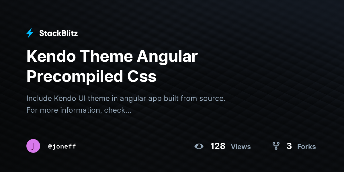Kendo Theme Angular Precompiled Css - StackBlitz