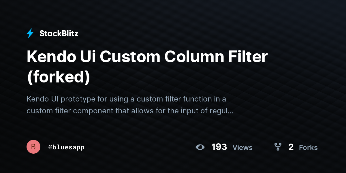 Kendo Ui Custom Column Filter (forked) - StackBlitz