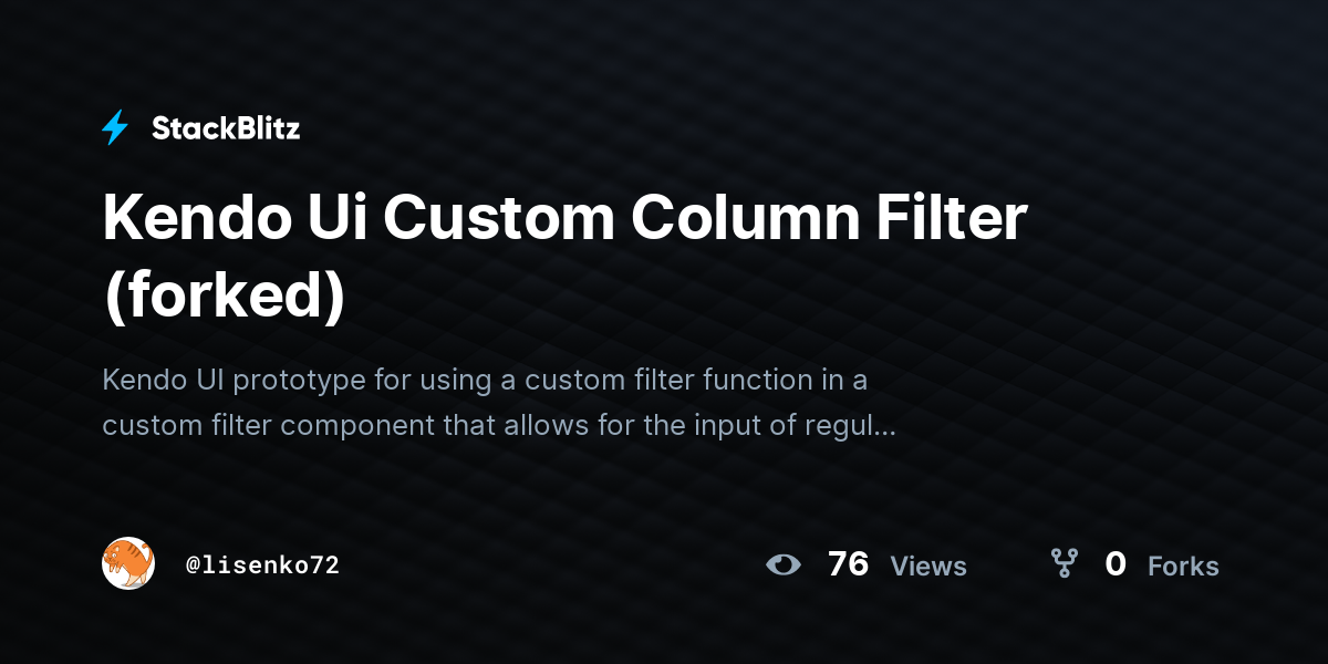 Kendo Ui Custom Column Filter (forked) - StackBlitz