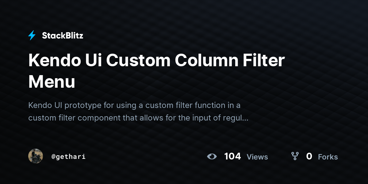 Kendo Ui Custom Column Filter Menu - StackBlitz