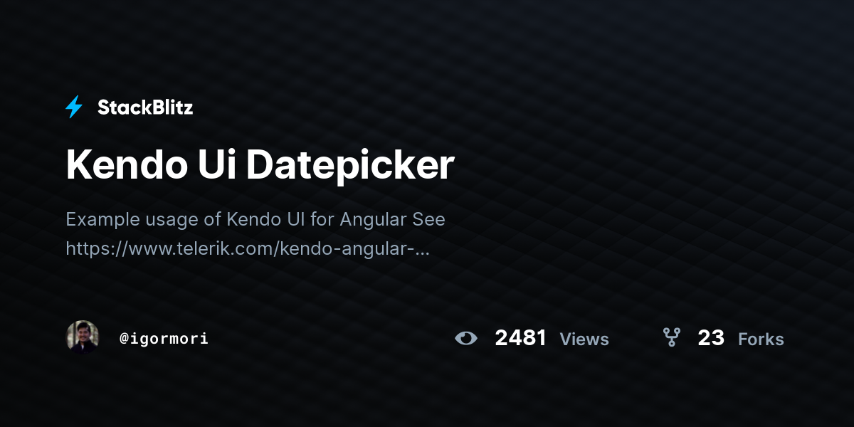 Kendo Ui Datepicker StackBlitz