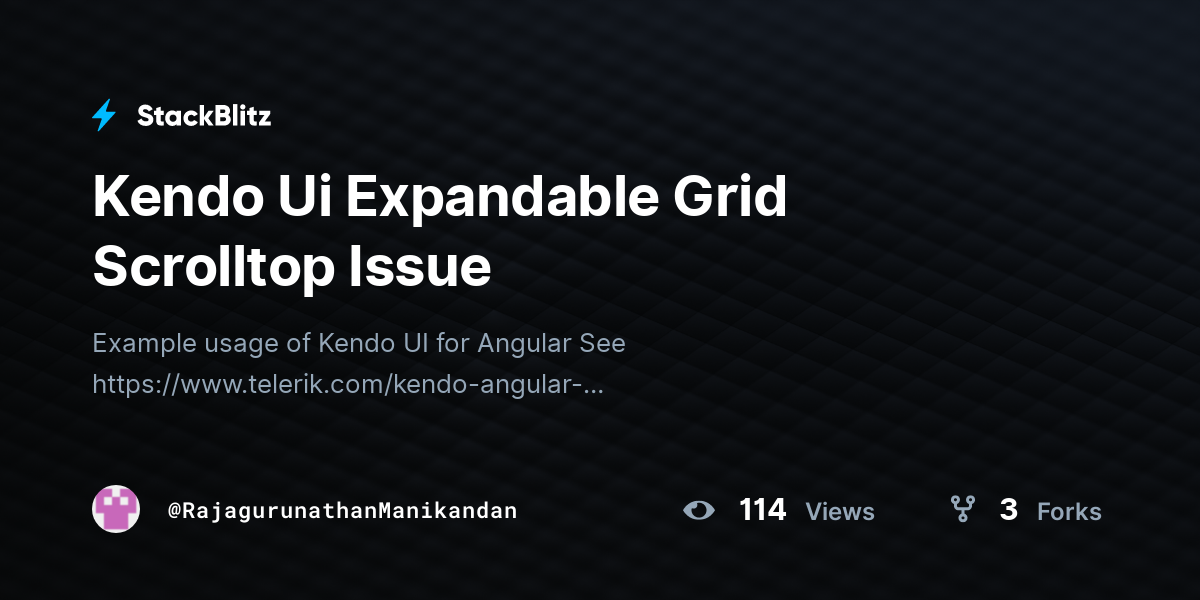 Kendo Ui Expandable Grid Scrolltop Issue - StackBlitz
