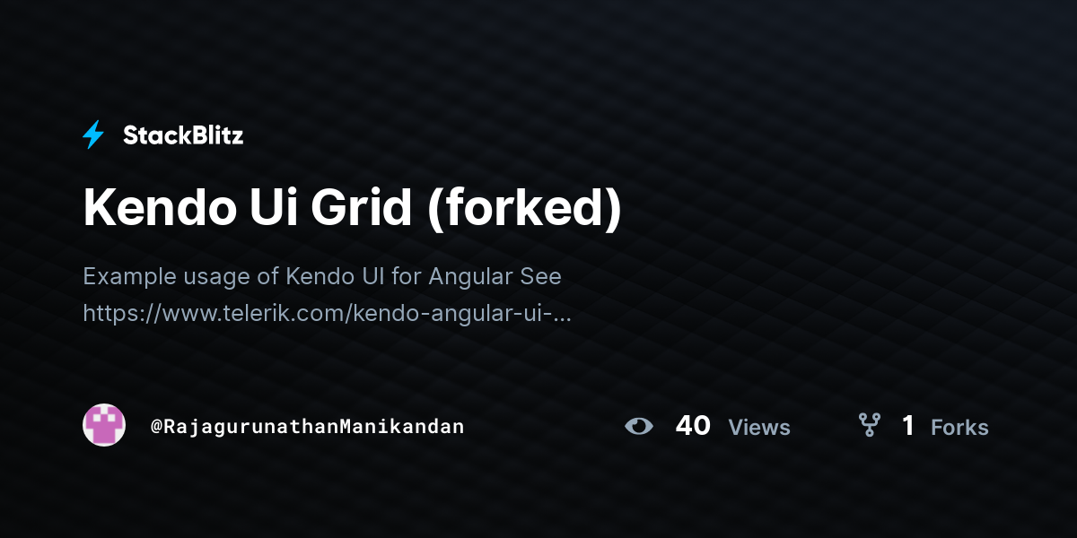 Kendo Ui Grid (forked) - StackBlitz