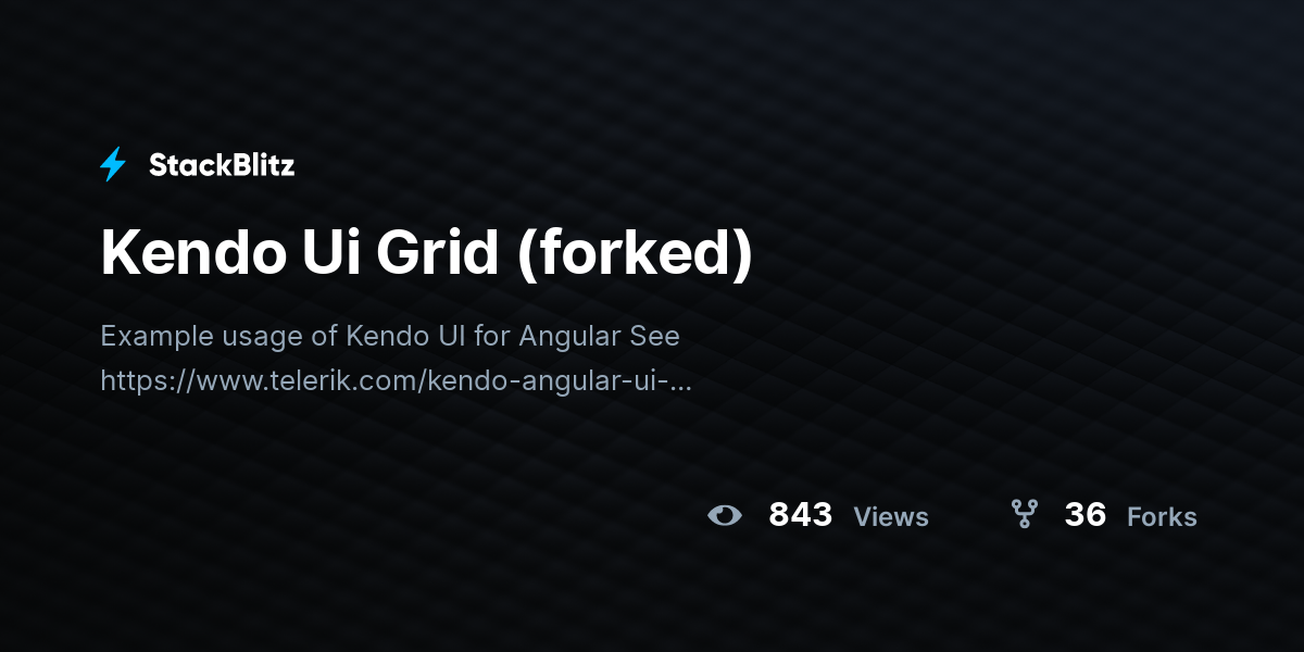 Kendo Ui Grid (forked) - StackBlitz