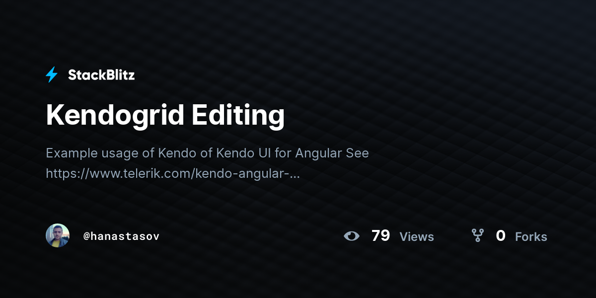 Kendogrid Editing - StackBlitz