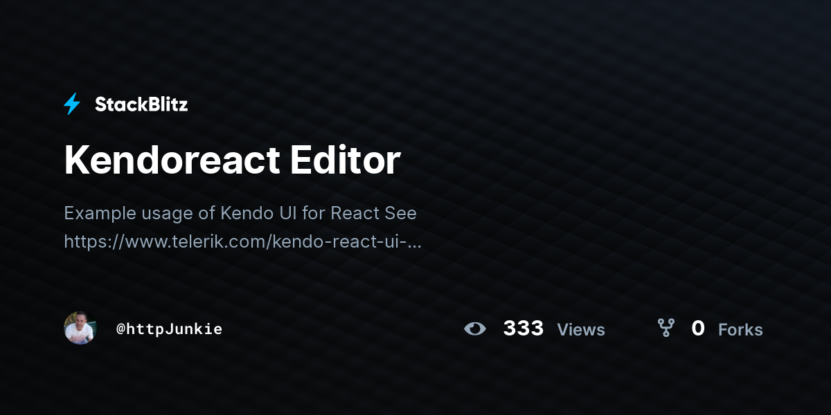 Kendoreact Editor - StackBlitz