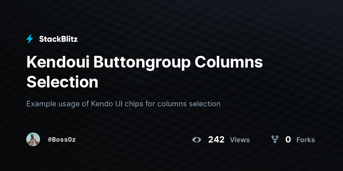 Kendoui Buttongroup Columns Selection StackBlitz