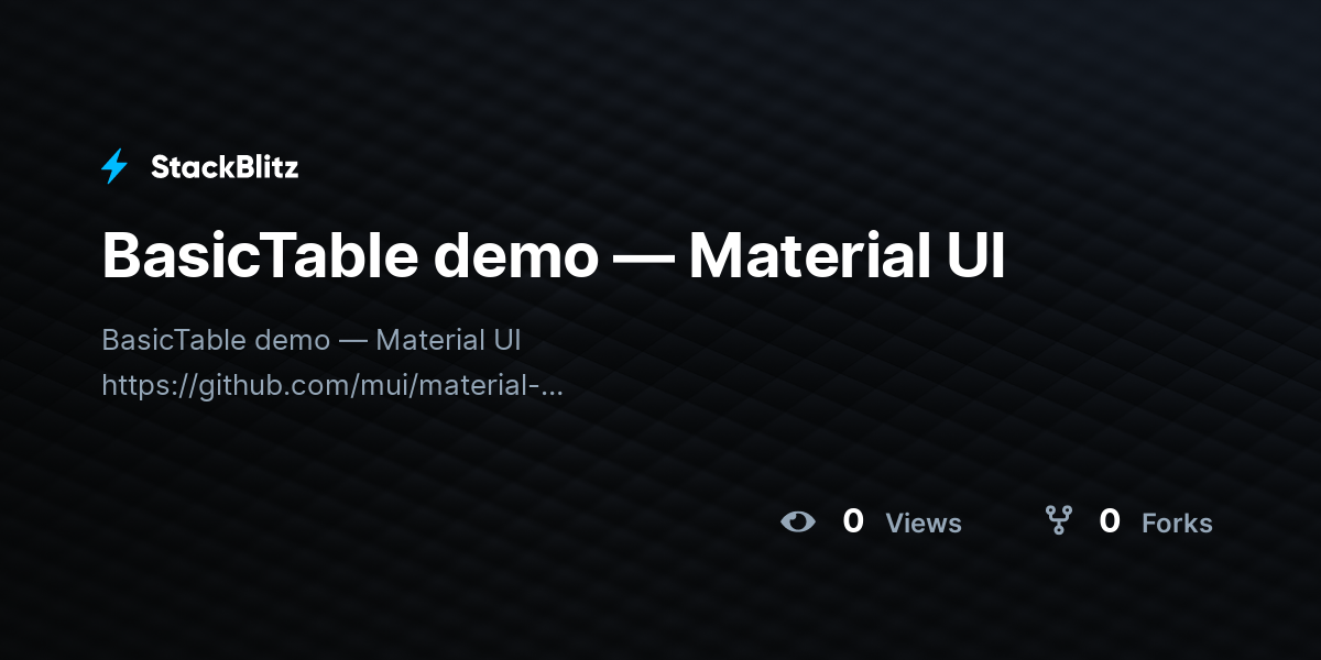 BasicTable demo — Material UI - StackBlitz