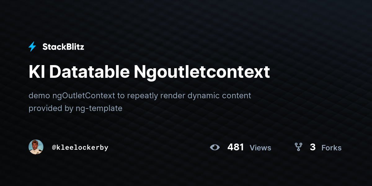 Kl Datatable Ngoutletcontext - StackBlitz