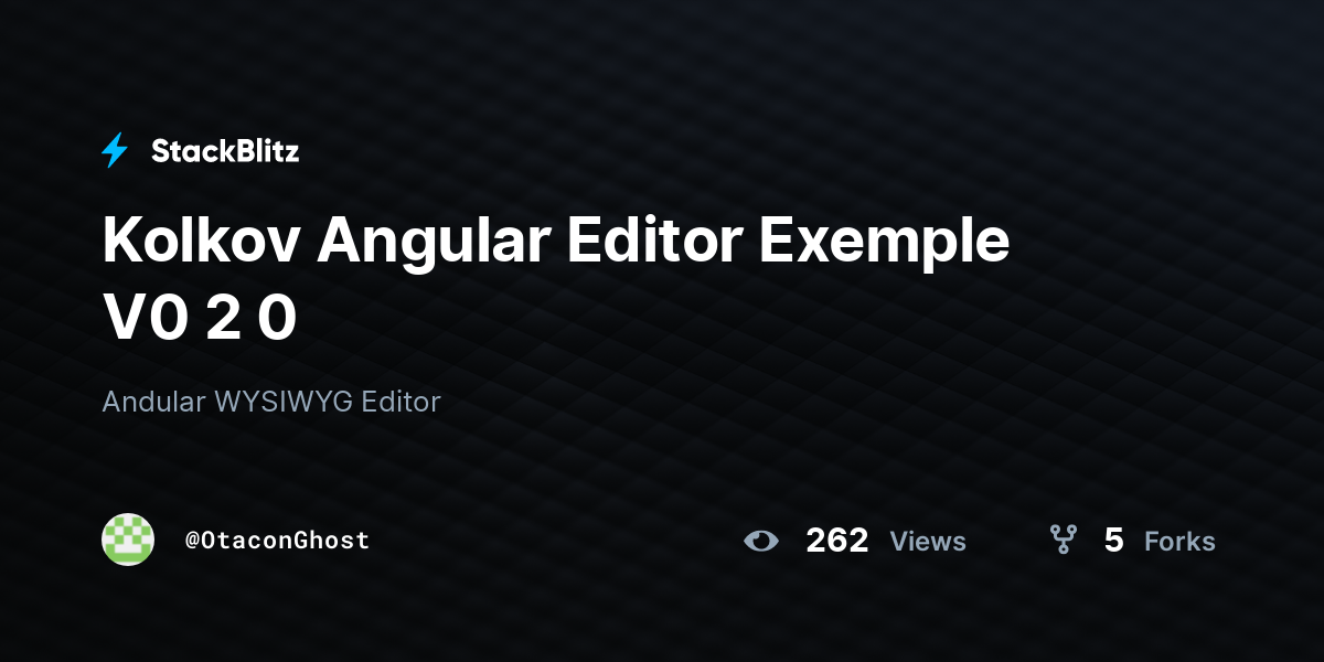 Kolkov Angular Editor Exemple V0 2 0 - StackBlitz