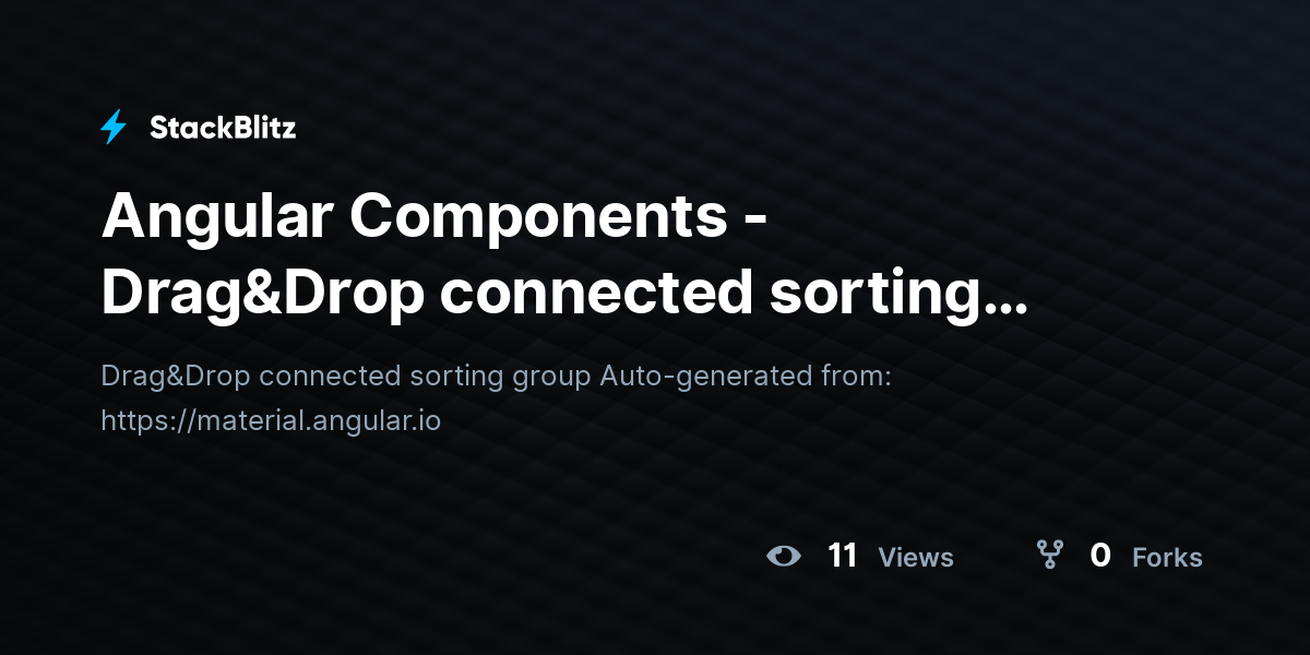 Angular Components - Drag&Drop connected sorting group - StackBlitz