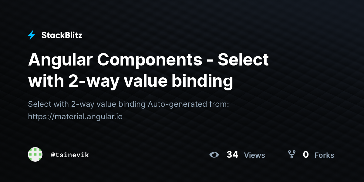 Angular Components - Select with 2-way value binding - StackBlitz