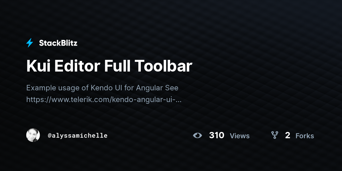 Kui Editor Full Toolbar - StackBlitz