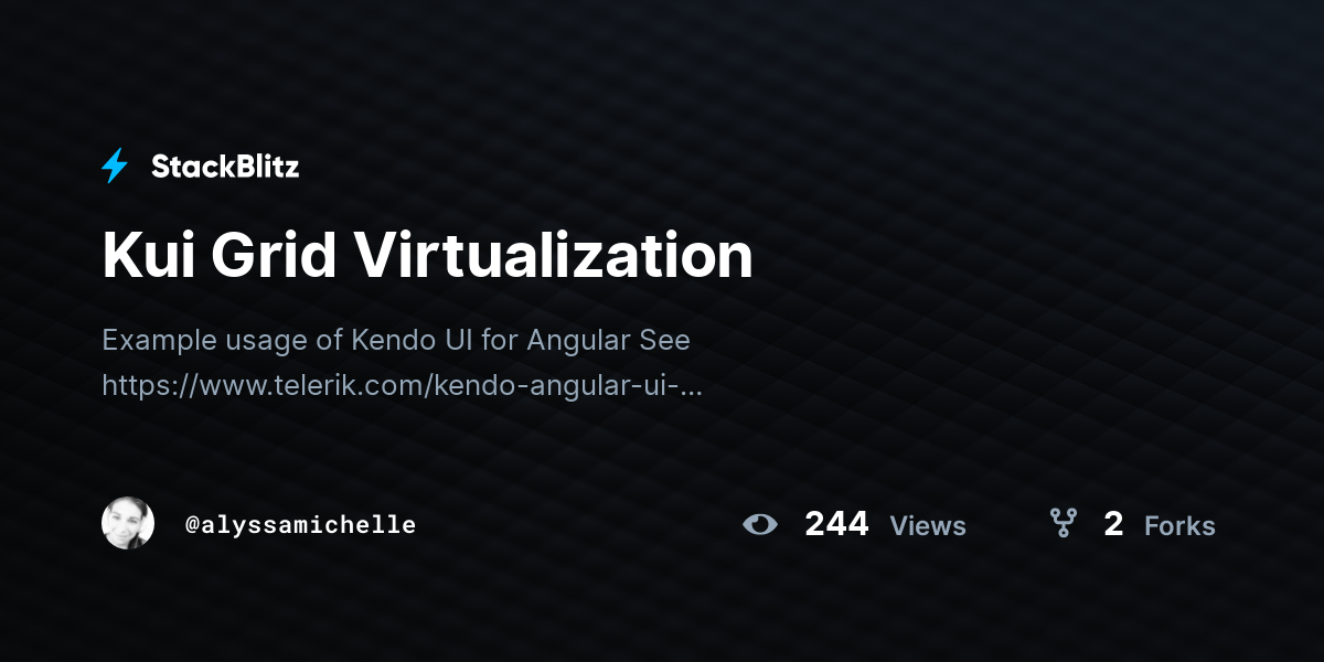Kui Grid Virtualization - StackBlitz