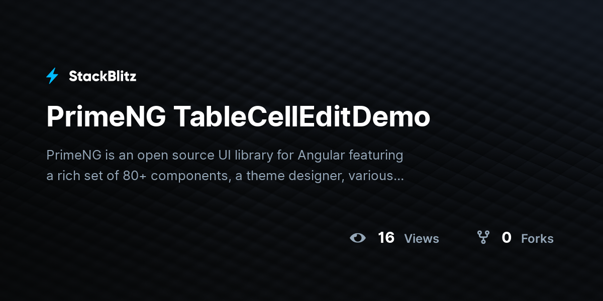 PrimeNG TableCellEditDemo - StackBlitz