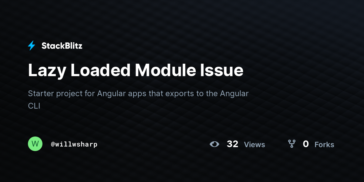 Lazy Loaded Module Issue - StackBlitz
