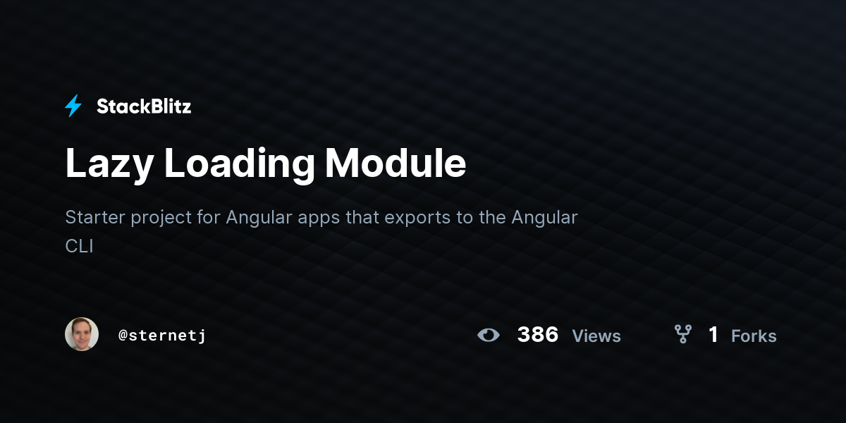 Lazy Loading Module - StackBlitz