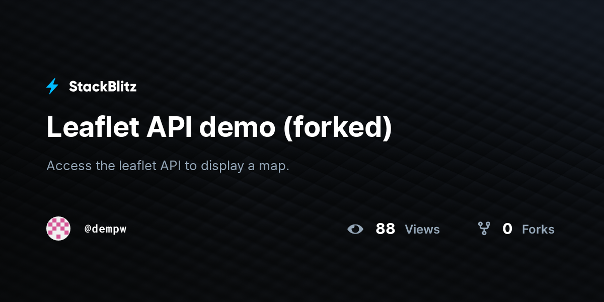 Leaflet API demo (forked) - StackBlitz