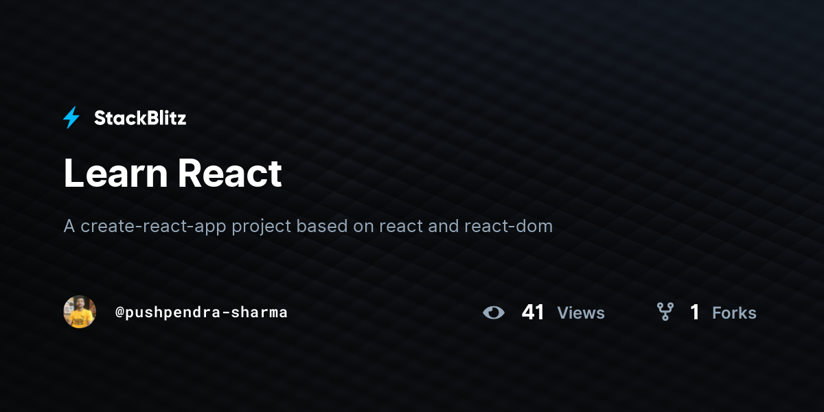 Learn React - StackBlitz