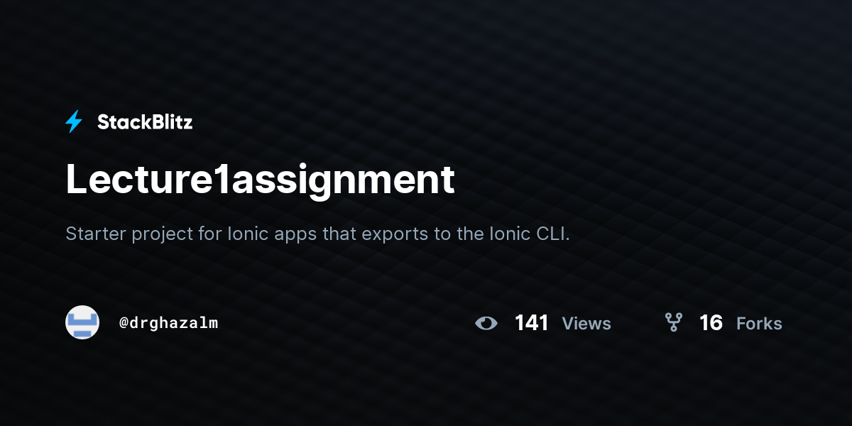 Lecture1assignment - StackBlitz