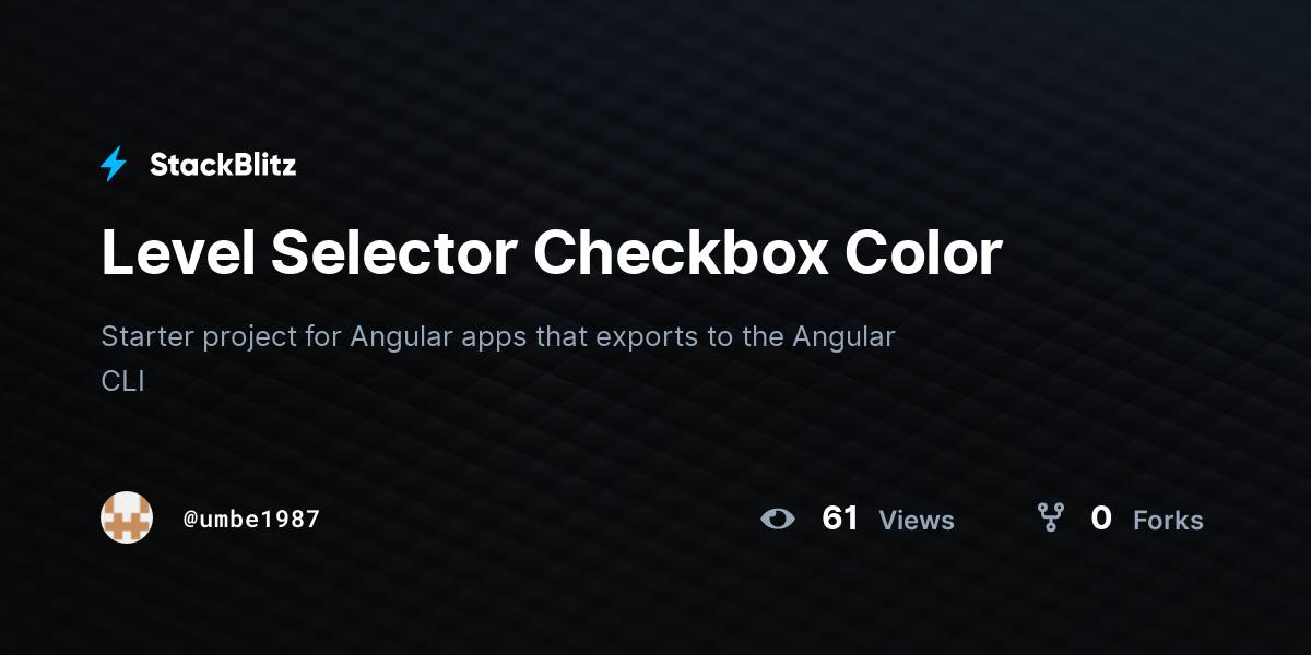 Level Selector Checkbox Color - StackBlitz