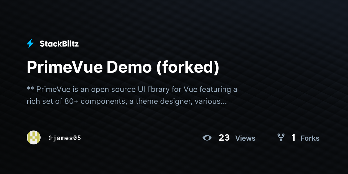 PrimeVue Demo (forked) - StackBlitz