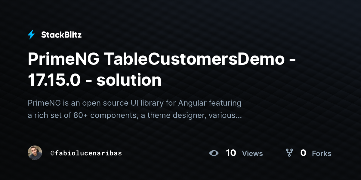 PrimeNG TableCustomersDemo - 17.15.0 - solution - StackBlitz