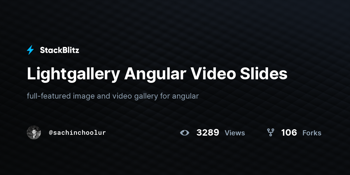 Lightgallery Angular Video Slides - StackBlitz