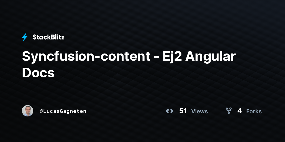 Syncfusion-content - Ej2 Angular Docs - StackBlitz