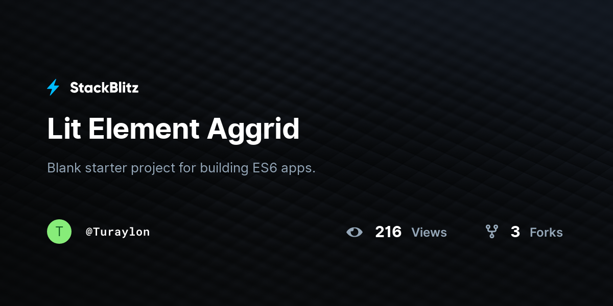 Lit Element Aggrid - StackBlitz
