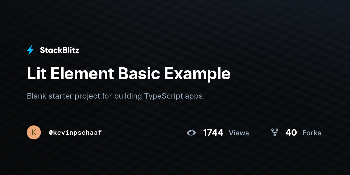Lit Element Basic Example - StackBlitz