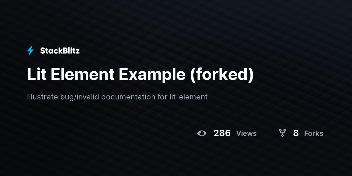 Lit Element Example (forked) - StackBlitz